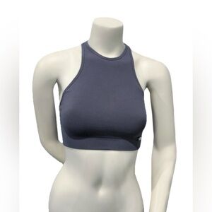 Bombshell Sportswear Ribbed High Neck Sports Bra XS/S Gray Racerback
